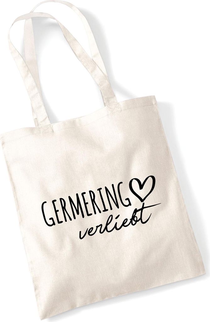 Huuraa Jutebeutel Germering verliebt 10 Liter Natural Baumwolle Tasche Geschenkidee