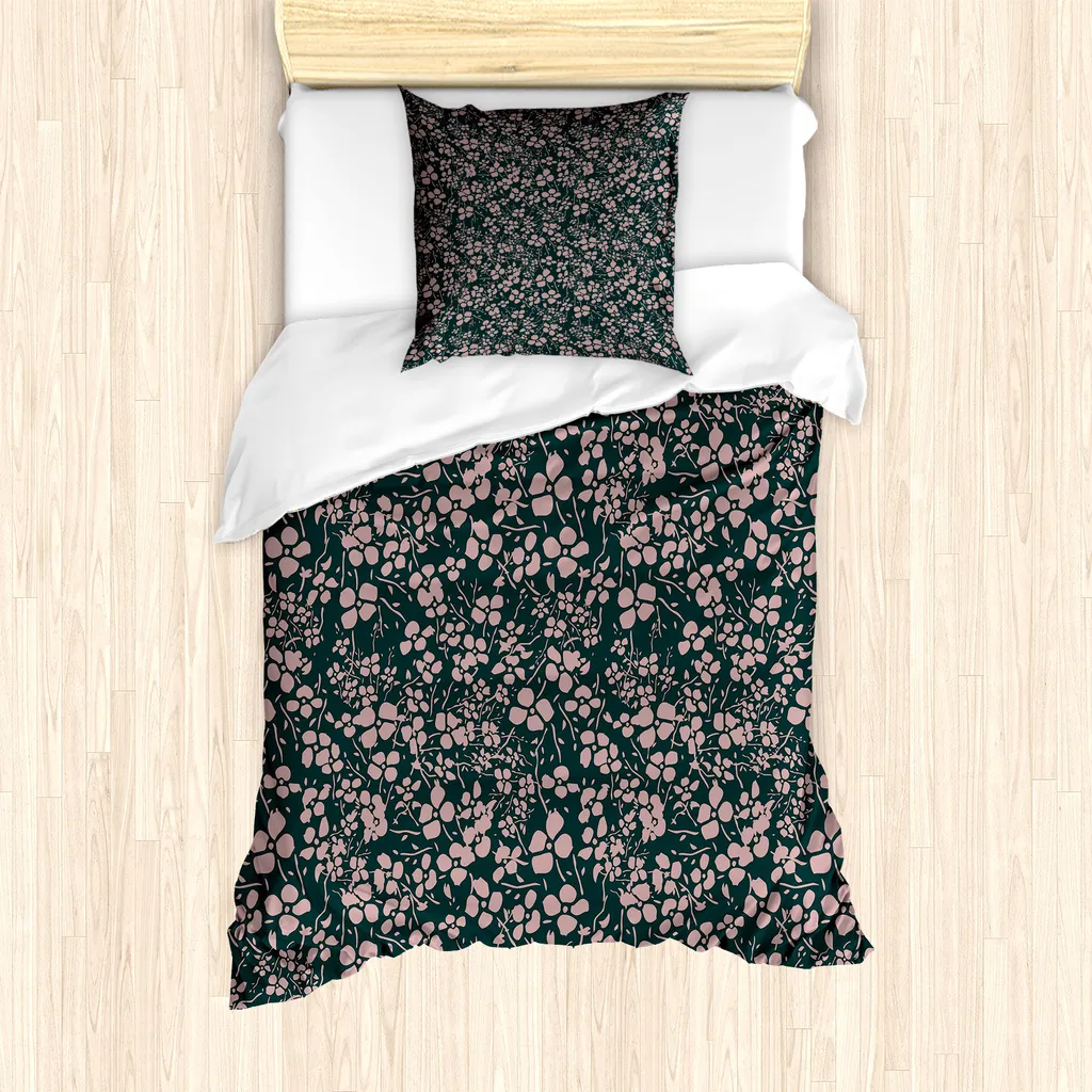 Housse de couette 135x200 ABAKUHAUS Spring Meadow Flora avec taie d'oreiller