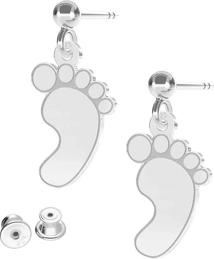 Orecchini d'argento piedi bambini piedi bambini ARGENTO 925