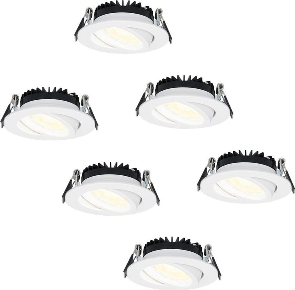 hoftronic LED Einbaustrahler 6W 430lm IP44 Dimmbar Weiß Rund Schwenkbar