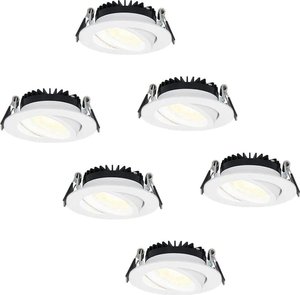 Spot LED encastrable blanc 2700K blanc chaud 430lm IP44 lot de 6