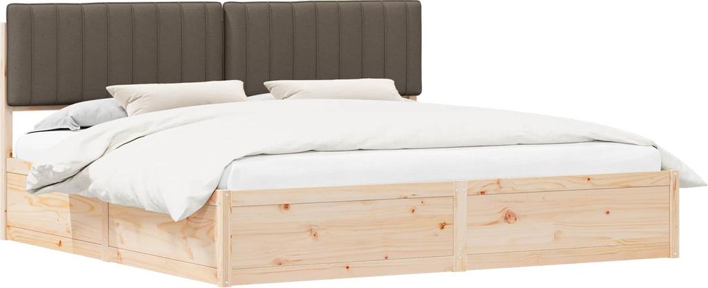Bettgestell mit gepolstertem Kopfteil Taupe 200 x 200 cm