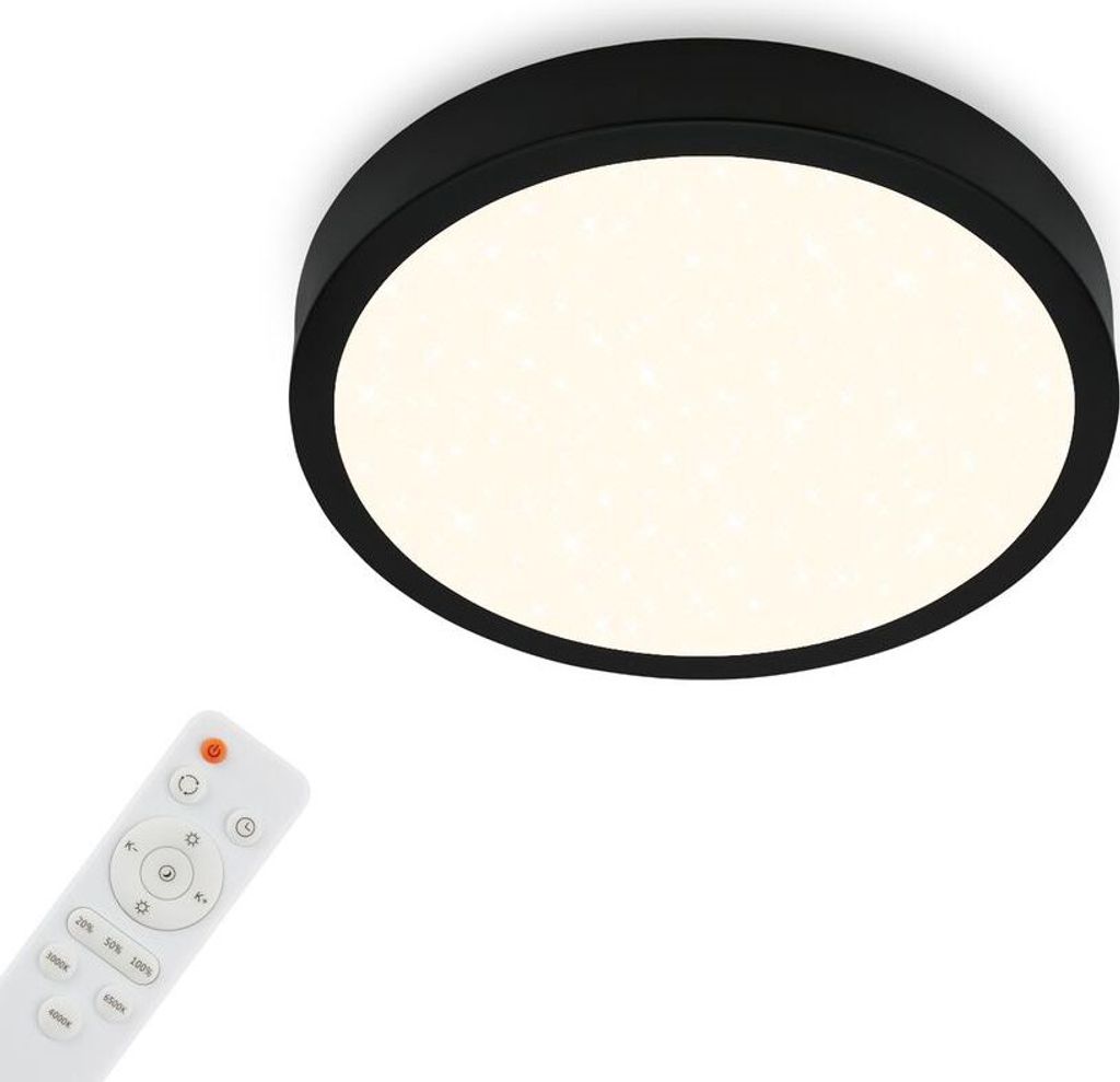 LED Deckenleuchte Sternenhimmel dimmbar Fernbedienung schwarz Ø28cm Briloner