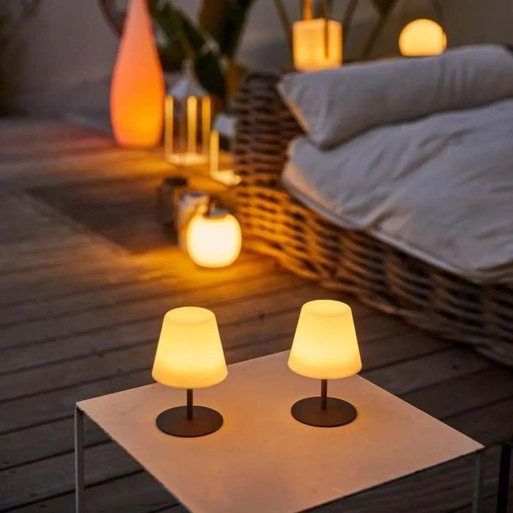 Lampe de table LED sans fil dimmable TWINS Grise - Pack de 2 petits formats