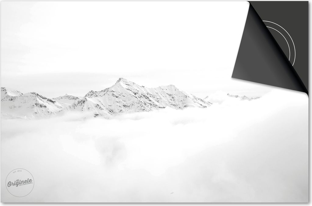 Induktionsschutz 71x52 - abdeckplatte Induktion matt- Dietrix Kochfeldschutz- DELUXE - Weiß - Berge Wolken