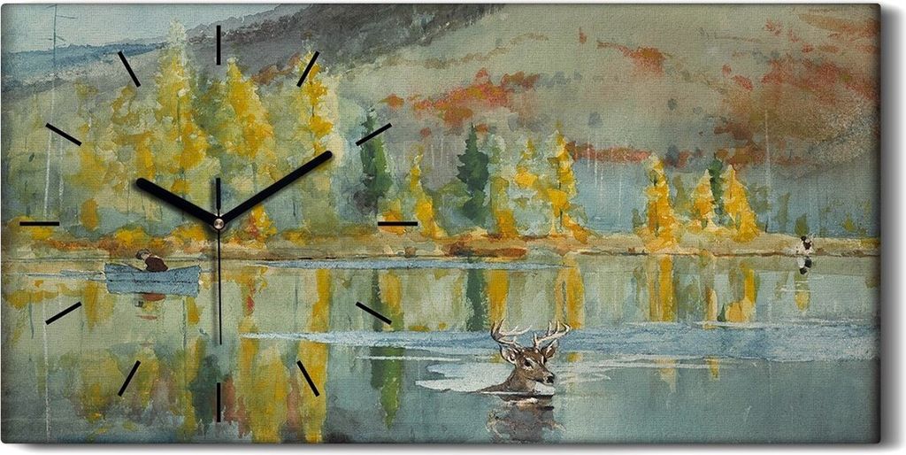 Leinwand Uhr Küche Wohnzimmer Bild 60x30 Winslow Homer Ein Oktobertag Vintage - schwarze Hände