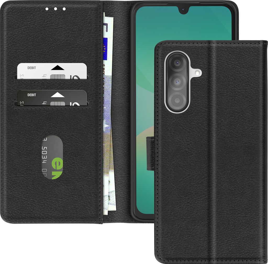 Avizar, Etui für Samsung Galaxy A26 Klappe Geldbörse Video-Ständer, Schwarz