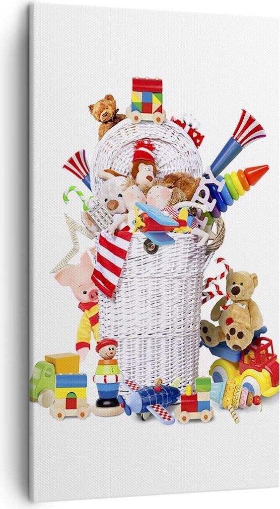 Bild auf Leinwand - Leinwandbild - Spielzeug Kinder Spaß Freunde - 45x80cm - Wand Bild - Wanddeko - Leinwanddruck - Bilder - Kunstdruck - Wanddeko...