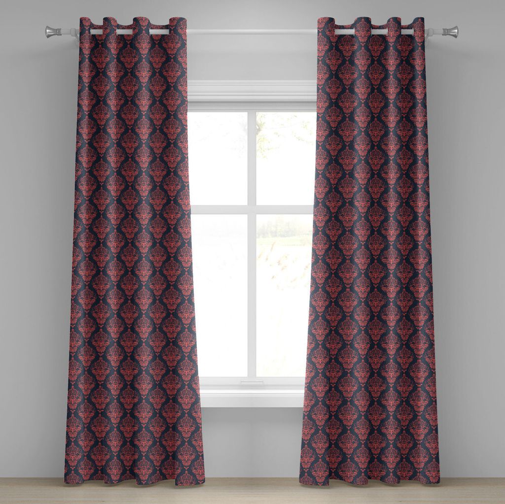 ABAKUHAUS Retro Ösenvorhang, Schäbiger barocker Damast mit Rokoko-Effekt-weiblichem antikem Westentwurf, Dekorative 2-Panel-Fenstervorhänge, 280...