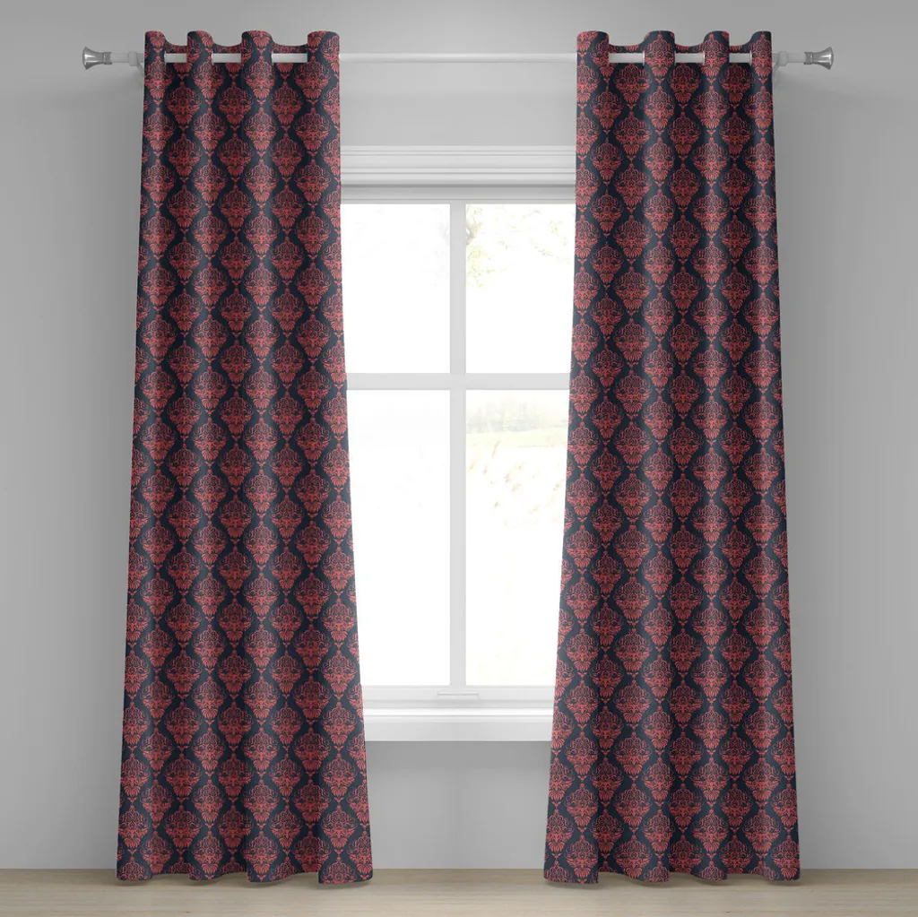 Rideau de salon style vintage antique bleu corail 280x175 cm 2 pièces