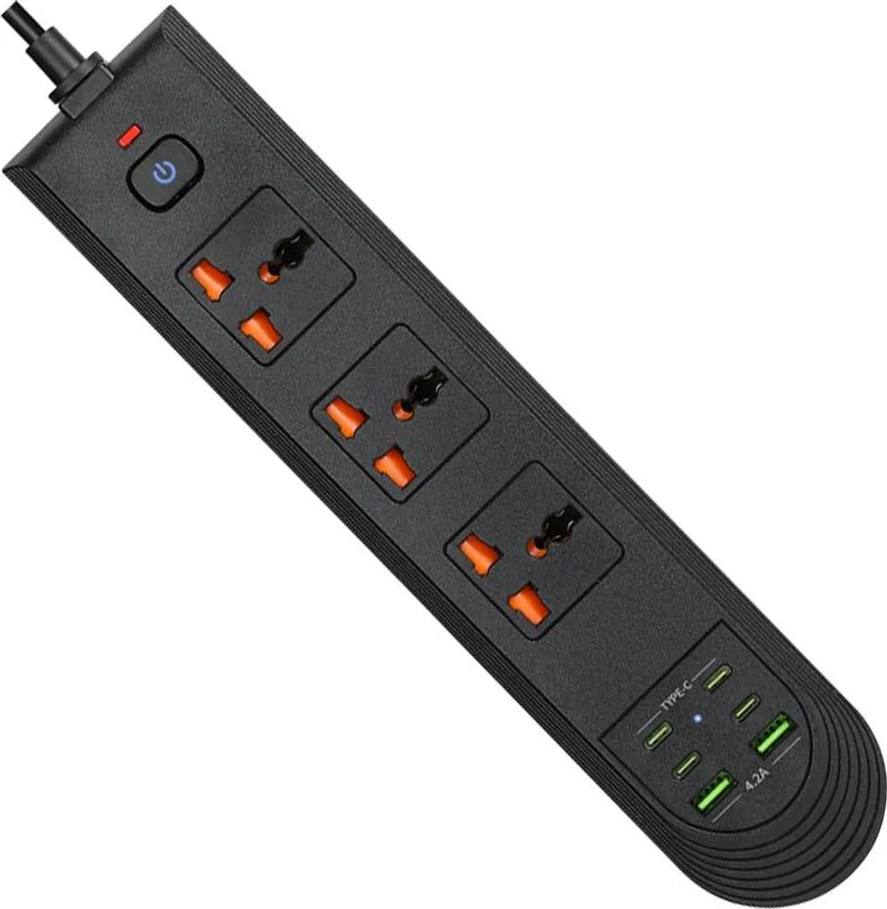 INF Multiprise avec Charge Rapide Type-C et Câble de 2m Noir