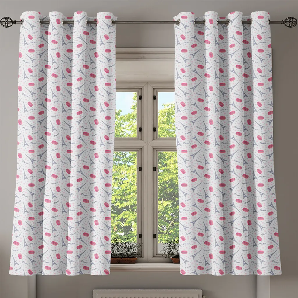 Rideau à œillets Eiffel ABAKUHAUS 280x245 cm Motif Macarons Rose - 2
