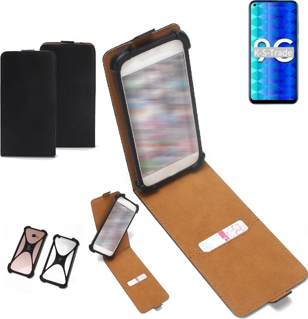 K-S-Trade Handyhülle Schutzhülle kompatibel mit Huawei Honor 9C Hülle Case Cover Flip Style Bumper schwarz 1x