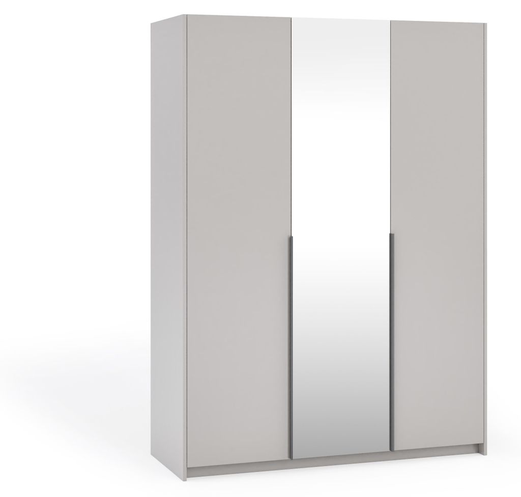 Margaret Hadas24 Kleiderschrank APOLLONIA mit Spiegel, Drehtürenschrank, moderner, Schrank, viel Stauraum150 x 204cm (kaschmir, schwarze Griffe)