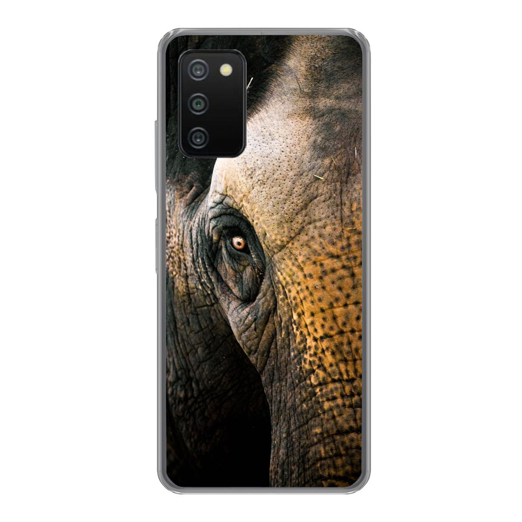 MuchoWow Handyhülle Schutzhülle Hülle für Samsung Galaxy A03s Elefant - Nahaufnahme - Tiere - Natur Silikon Softcase Handy Hülle - Schutz