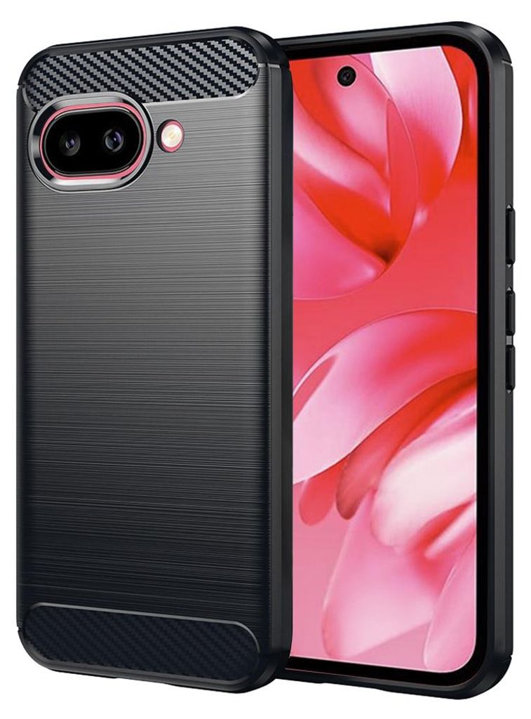Techsuit Carbon Silikon Back Cover Hülle für Google Pixel 9a - Schwarz