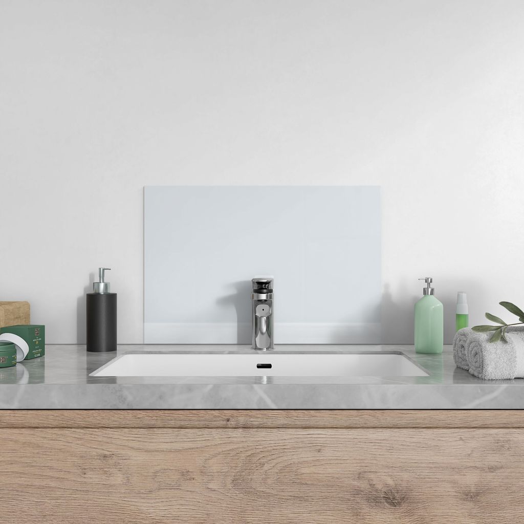 DEQORI Küchenrückwand Glas 60x40 cm 'Hellgrau' Spritzschutz Produktbild 4
