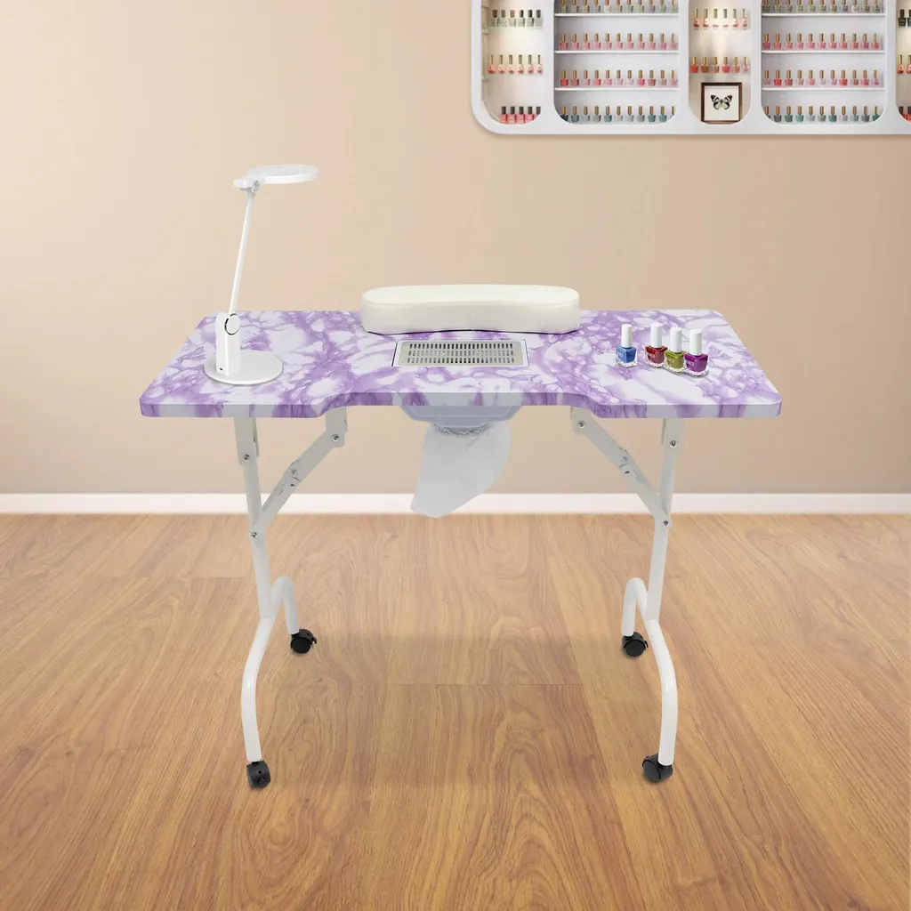 Poste de manucure portable violet avec aspiration intégrée pour ongle - 5