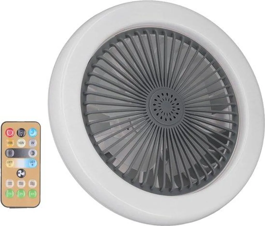 Petit ventilateur de plafond E27 avec télécommande et lumière LED réglable