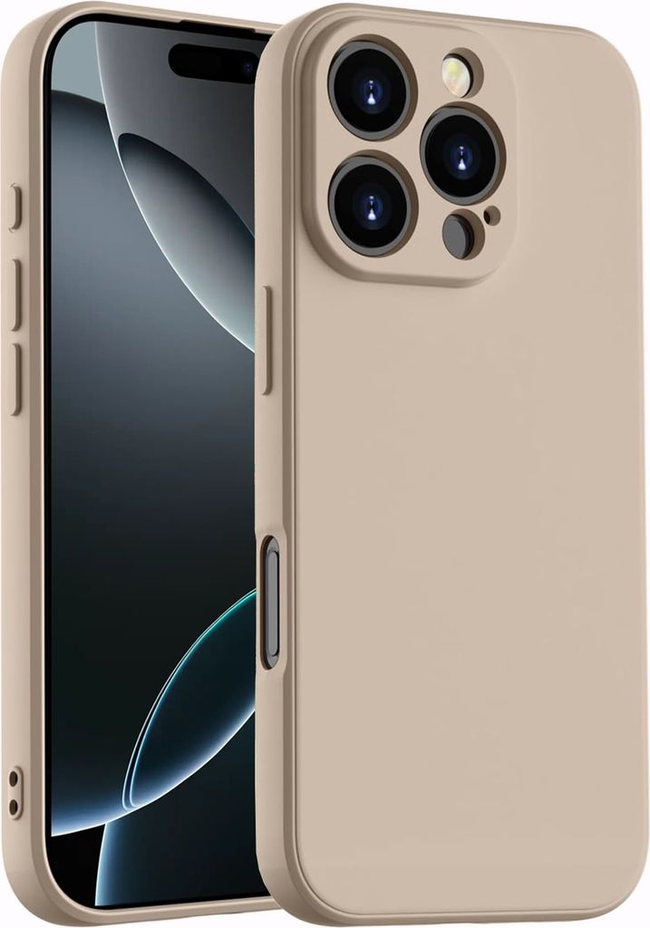 Hülle für iPhone 16 Pro Max Slim Liquid Silikon Gel Gummi Stoßfest Schutzhülle Khaki