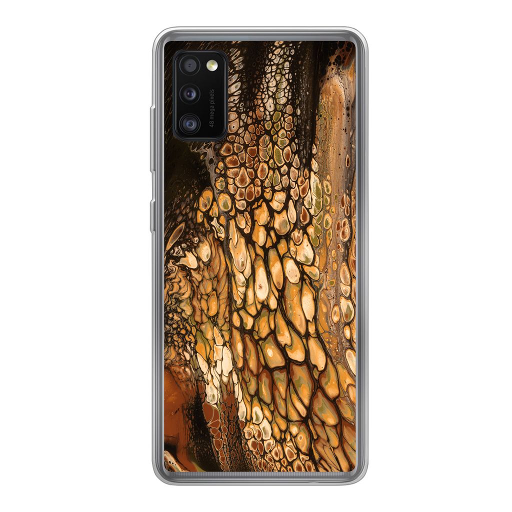 MuchoWow Handyhülle Schutzhülle Hülle für Samsung Galaxy A41 Farbe - Braun - Farbe gießen Silikon Softcase Handy Hülle - Mobiltelefon