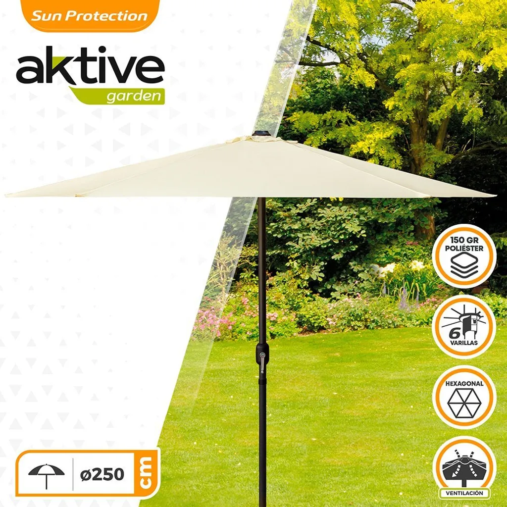 Solskærm Aktive 250 x 235 x 250 cm Alluminio Crema - 4