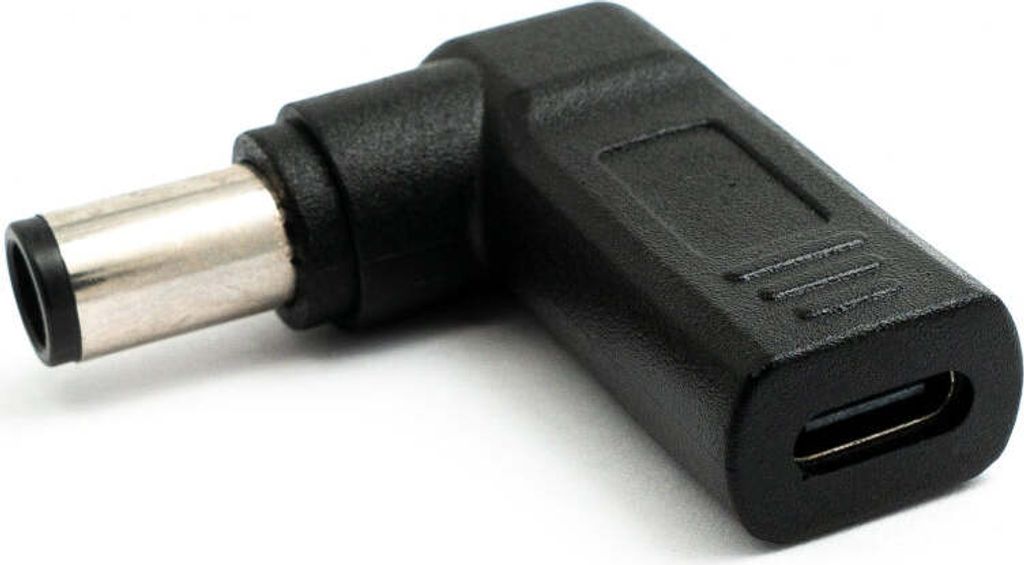 SYSTEM-S USB 3.1 Adapter Typ C Buchse zu DC 20V 7,4 x 5,0 mm Stecker Winkel Kabel Schwarz