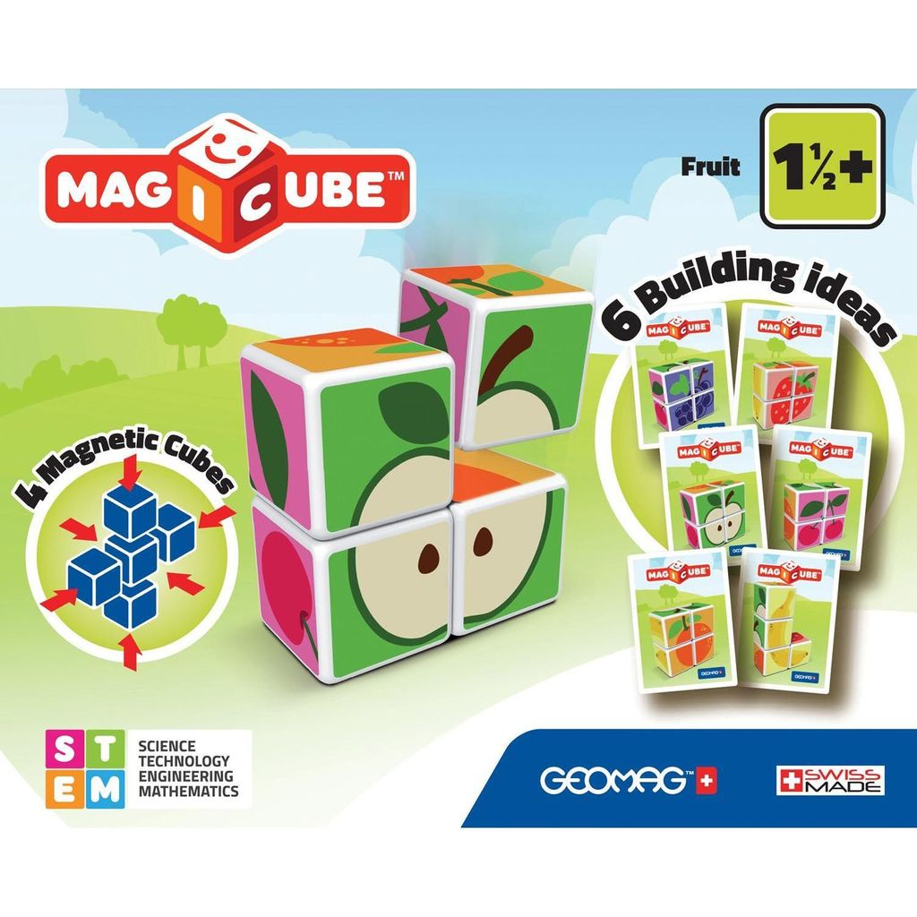 Geomag MagiCube Fruit - 4 pcs, Mehrfarbig, 4 Stück(e), Junge/Mädchen, 1,5 Jahr(e), Quadratisch, Abbildung