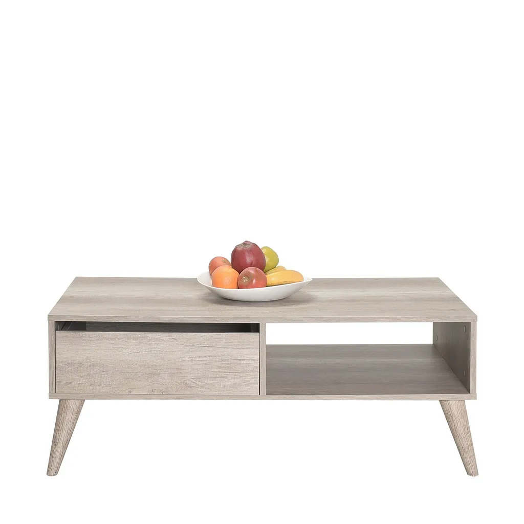 Table Basse Noyer Clair 110 cm Anti-Rayures Skye Decor pour Salon Chic