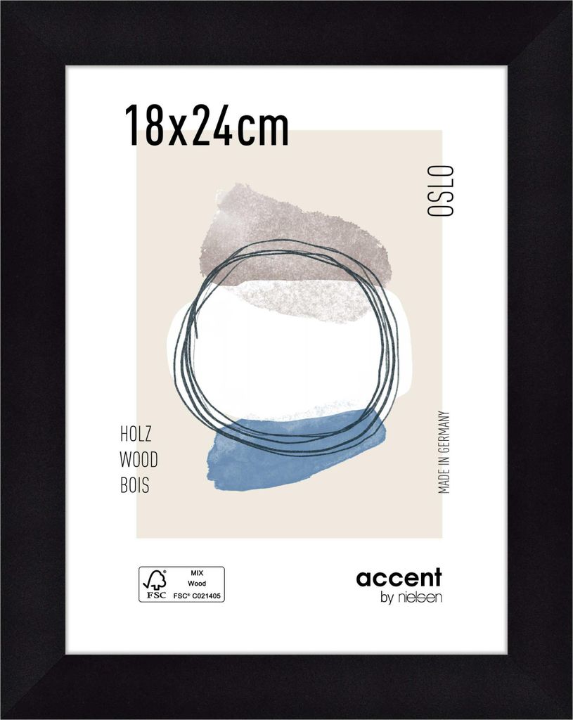 accent by nielsen Holz Bilderrahmen Oslo, 18x24 cm, Schwarz