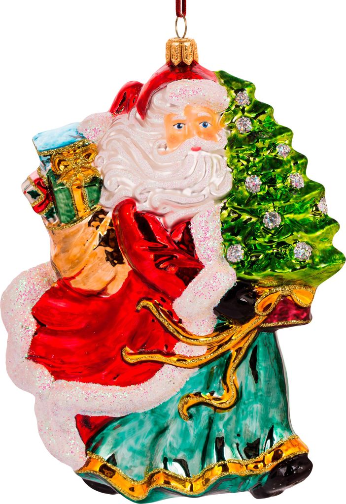Glas Christbaumschmuck mundgeblasen handbemalt in Europa Laufender Weihnachtsmann
