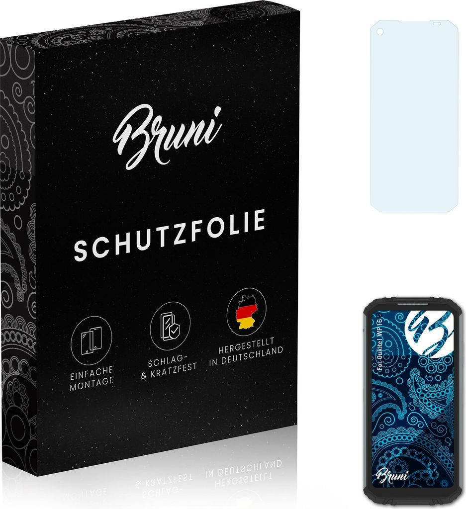 Bruni Basics-Clear 2x Schutzfolie kompatibel mit Oukitel WP16 Folie