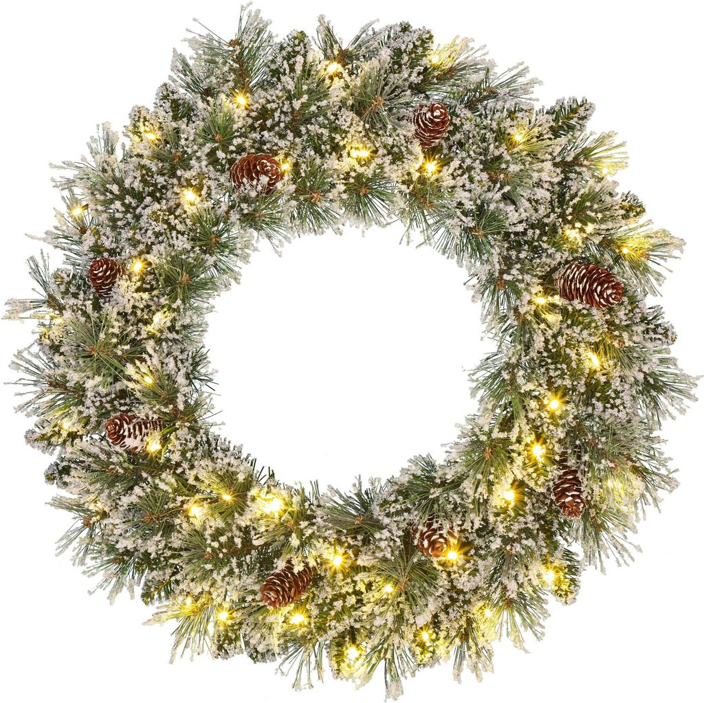Black Box Trees Vandans Weihnachtskranz mit LED-Lichtern - Ø60 cm - Frosted Green