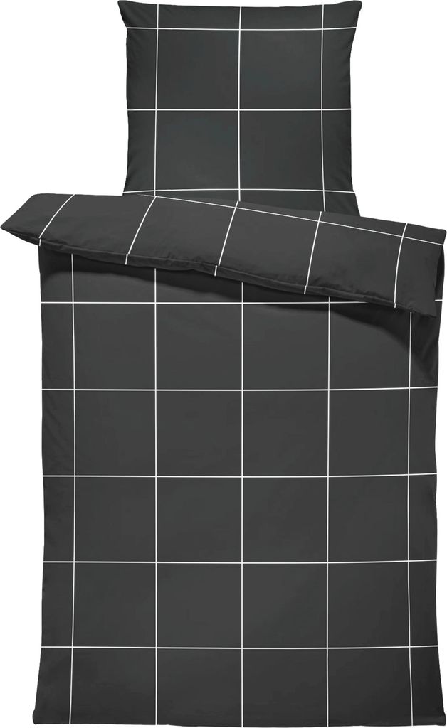 Bettwäsche 135x200 cm Karomuster kariert schwarz Biber Winter Flanell Baumwolle