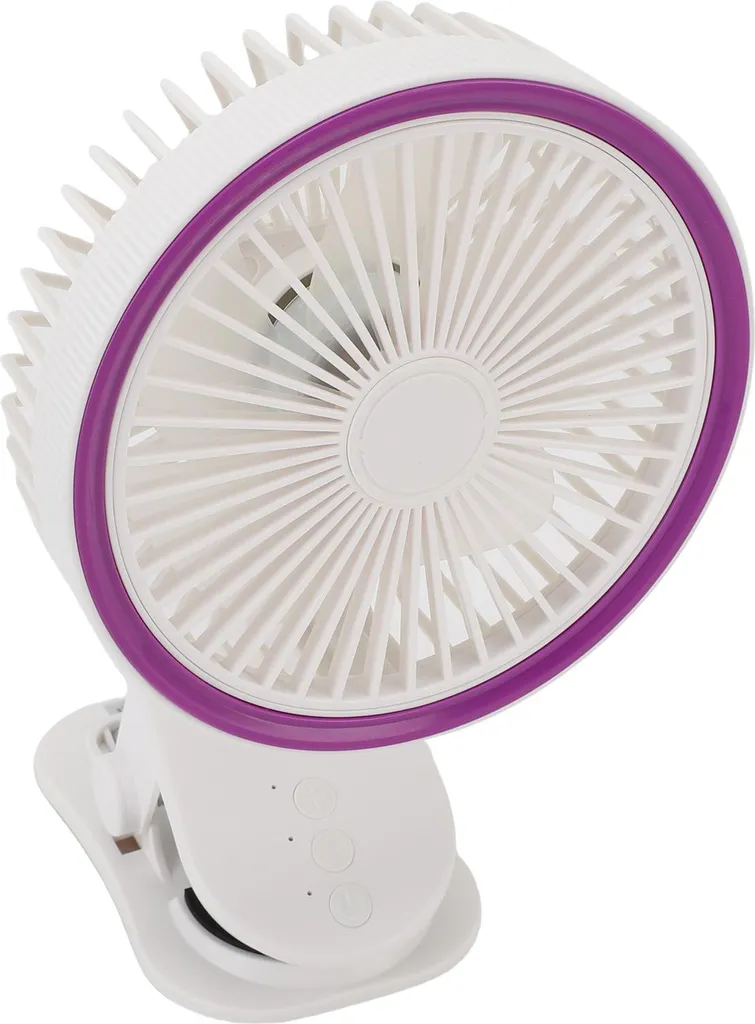 Ventilateur portable à clip blanc orientable 360° pour lit et table