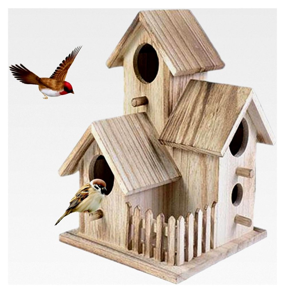 Vogelhäuser für den Außenbereich, 3-in-1-Vogelhaus aus Holz mit Hintertür, flexible Installation, wetterbeständiges Vogelhaus für Garten, Ver...