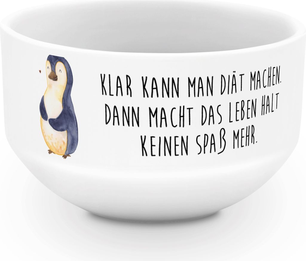 Mr. & Mrs. Panda Müslischale Pinguin Diät - Weiß - Geschenk, schale, Abnehmen, Obstschale, Motivation, Pinguine, Müslischüssel, Schüssel, Gew...