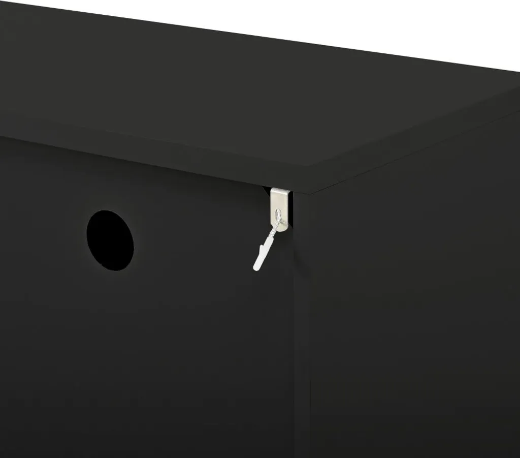 Meuble TV Noir Laqué 170x36cm avec Tiroirs Silencieux et Design Relief - 5