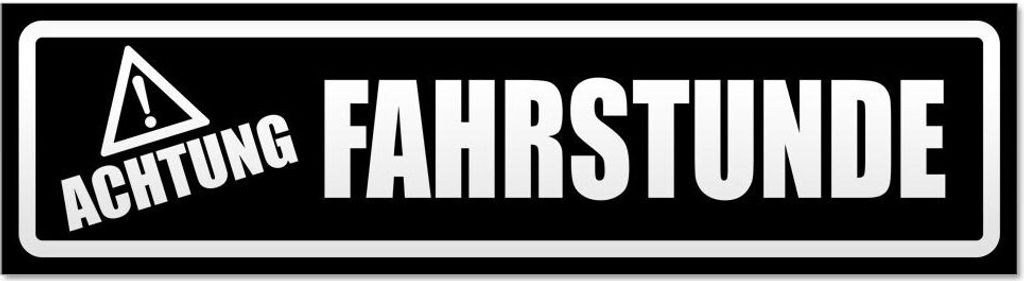 Kiwistar - Autoaufkleber - Schwarz - 20 x 5,3 cm - Achtung Fahrstunde invertiert - Hinweis Aufkleber Sticker für Auto, Kfz, Fahrrad, PKW, LKW
