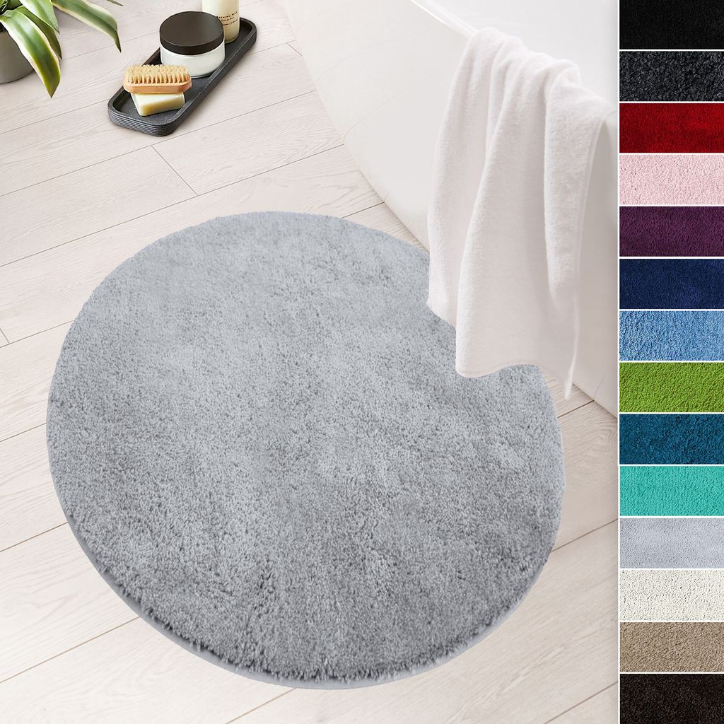 Tapis de bain Sky Soft gris argenté 95 cm de diamètre Image du produit 