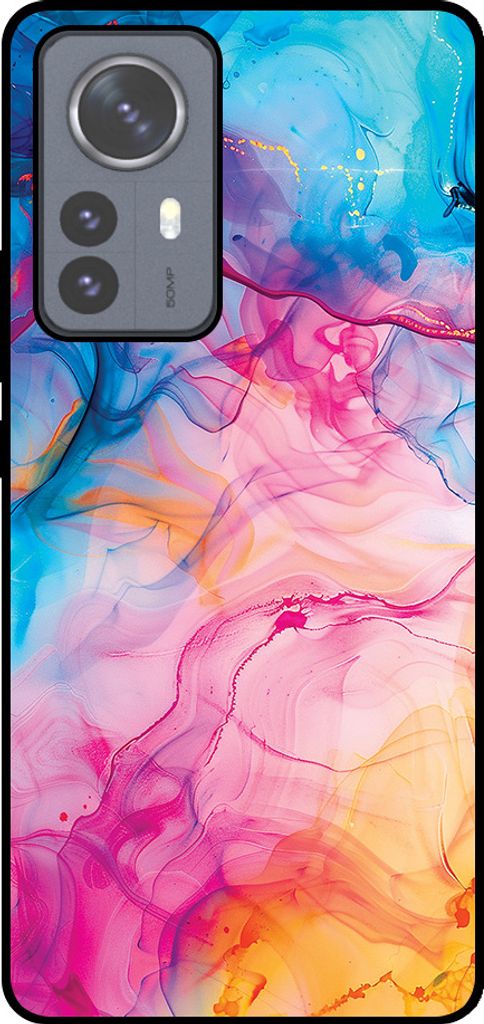 Smartphonica Telefon Fall geeignet für Xiaomi 12 Pro mit Regenbogen Acryl Marmor Print - TPU Backcover Fall Regenbogen Acryl Marmor Design