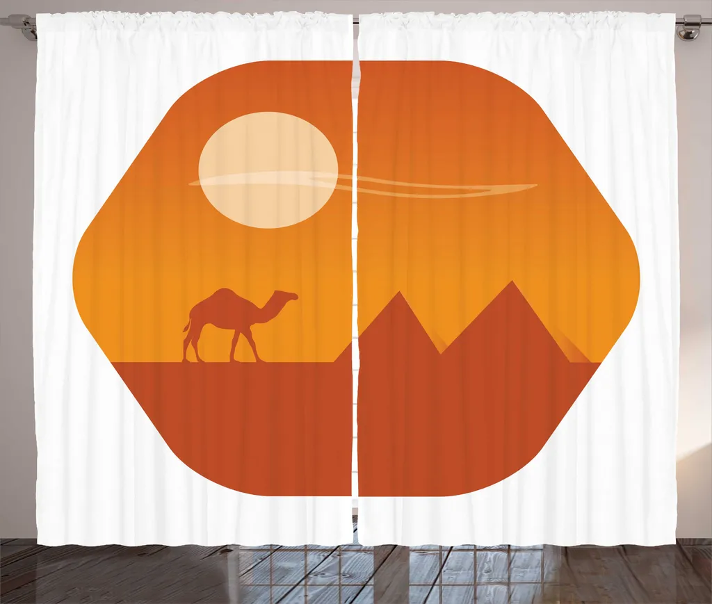 Rideau Occultant Décoratif Égypte contre le Vis-à-Vis Orange Brûlé