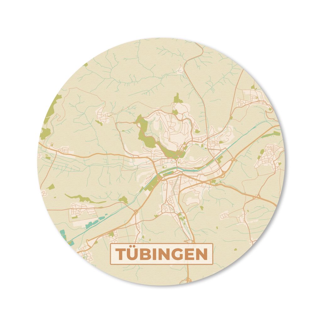 MuchoWow Mauspad Mousepad Stadtplan - Vintage - Tübingen - Karte 50x50 cm - Mousepads - Maus Mat - Pad - Mausunterlage - Vinyl