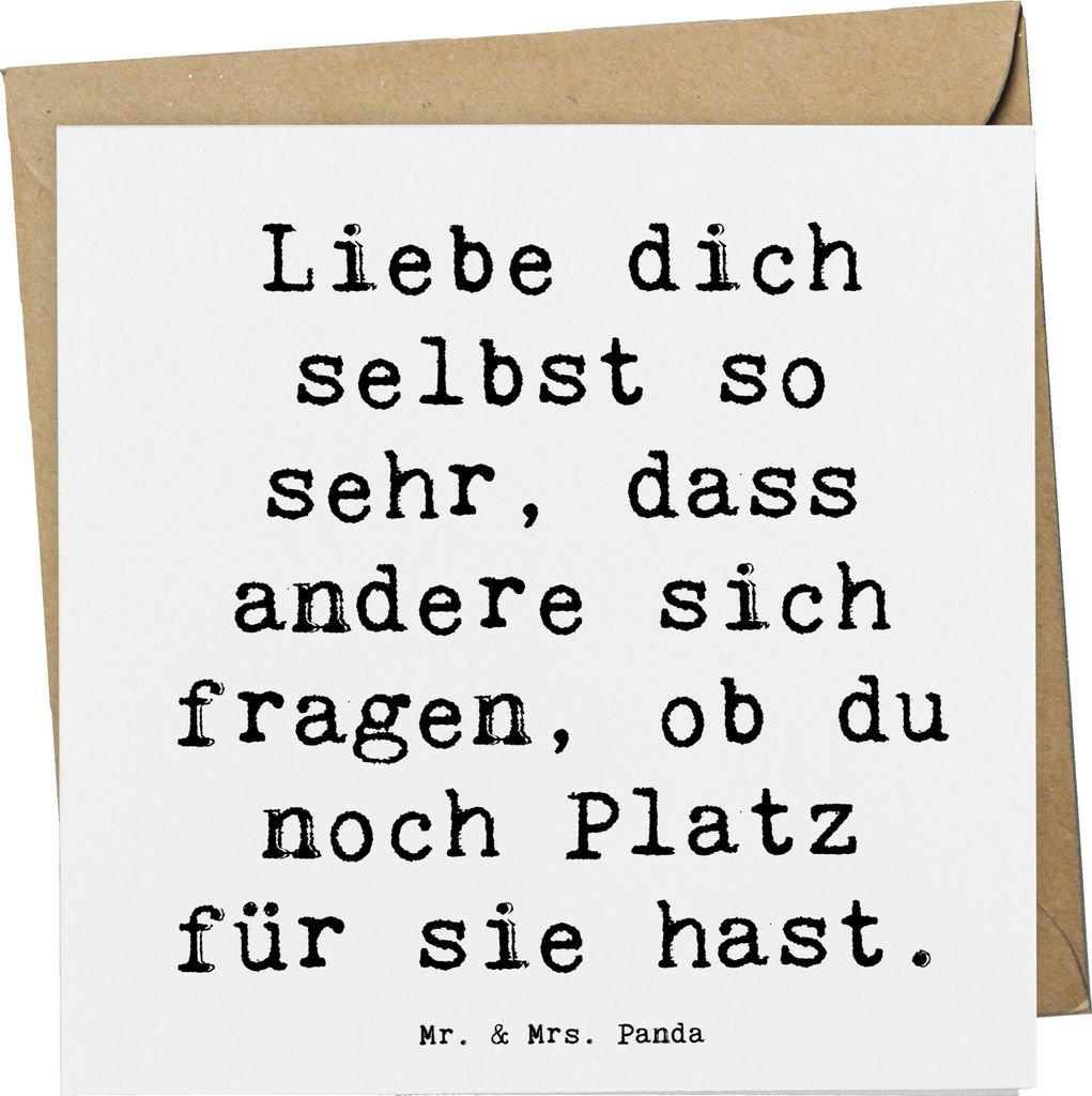 Mr. & Mrs. Panda Grußkarte Spruch Selbstakzeptanz Liebe - Weiß - Geschenk, faltkarte, Glückwunschkarte, Motivation, Klappkarte, anlasskarte, Gef...