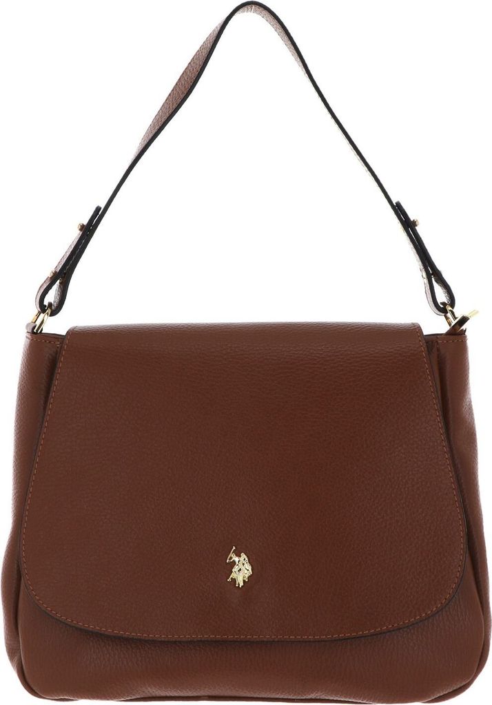 U.S. POLO ASSN. Leder Schultertasche Arlington Flap Crossbody Bag Tan braun