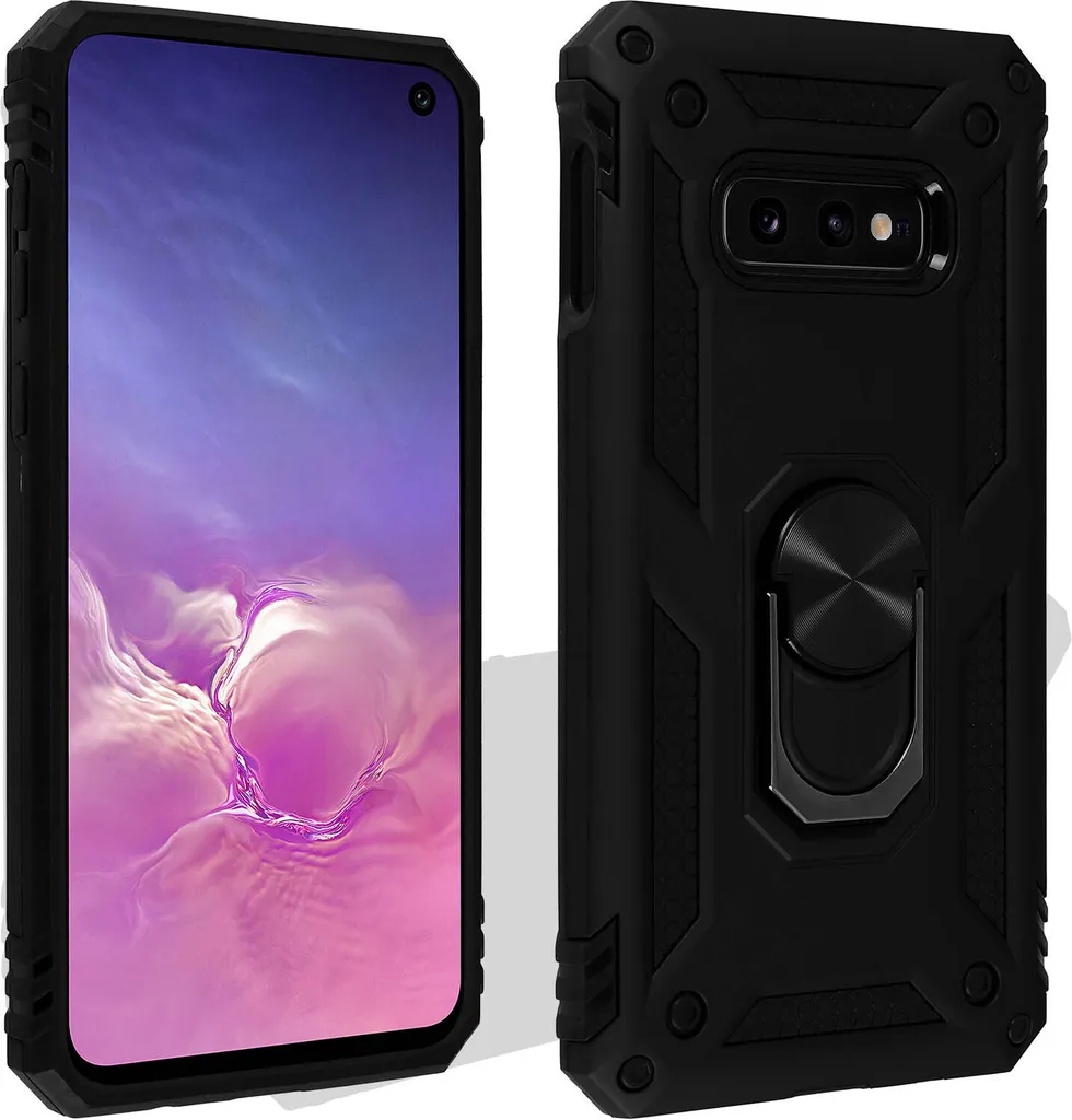 Custodia Samsung Galaxy S10e Avizar Nera: Protezione Ibrida con Anello