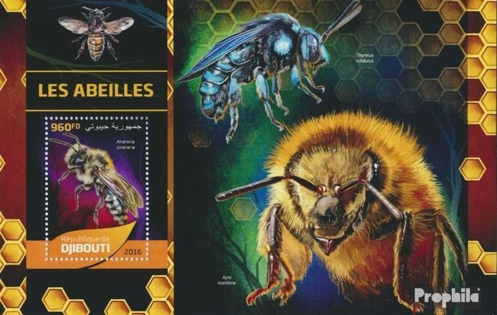 Briefmarken Dschibuti 2016 Mi Block 346 (kompl. Ausg.) postfrisch Bienen