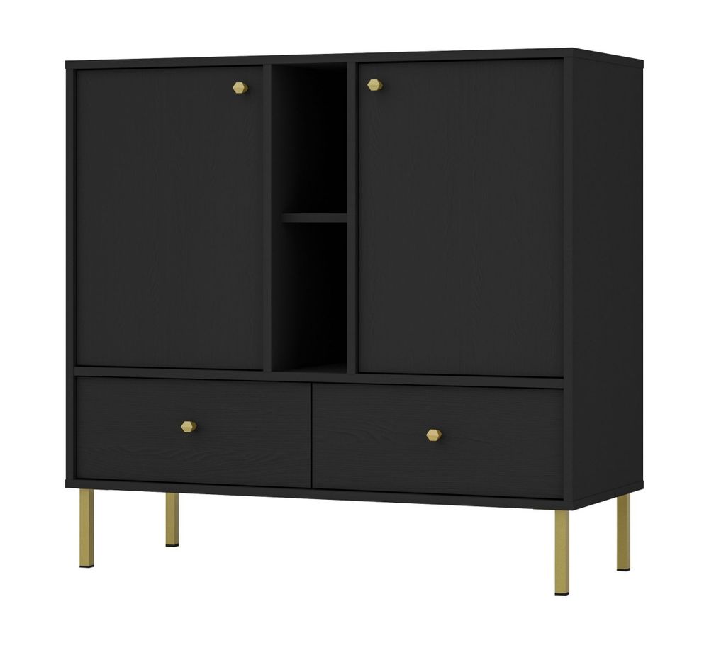 IROS 2 Kommode mit Schubladen – Graphitschwarz/Gold