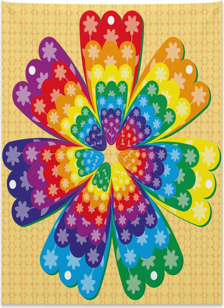 Abakuhaus Regenbogen Wandteppich, Künstlerische Grafik Blumen aus Weiches Mikrofaser Stoff Kein Verblassen Klare Farben Waschbar, 110 x 150 cm, Me...