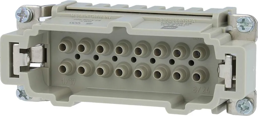 HARTING Han 16E inserto maschio (M) connettore a crimpare, 16 poli + PE 500 V, 16 A - 1 pezzo